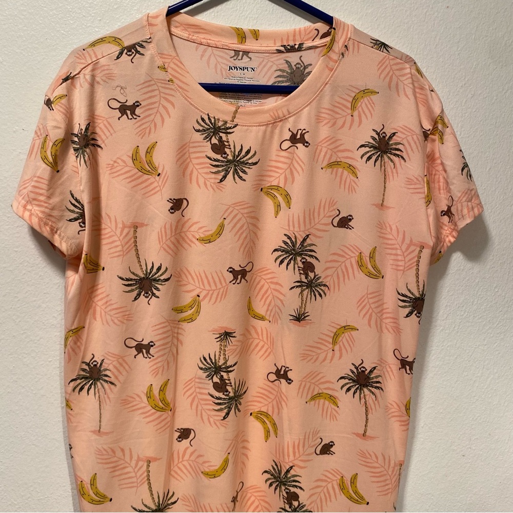 JoySpun Sleep shirt Women’s Size S-M‎ Peach Bud Pull Over Beachy Tropical